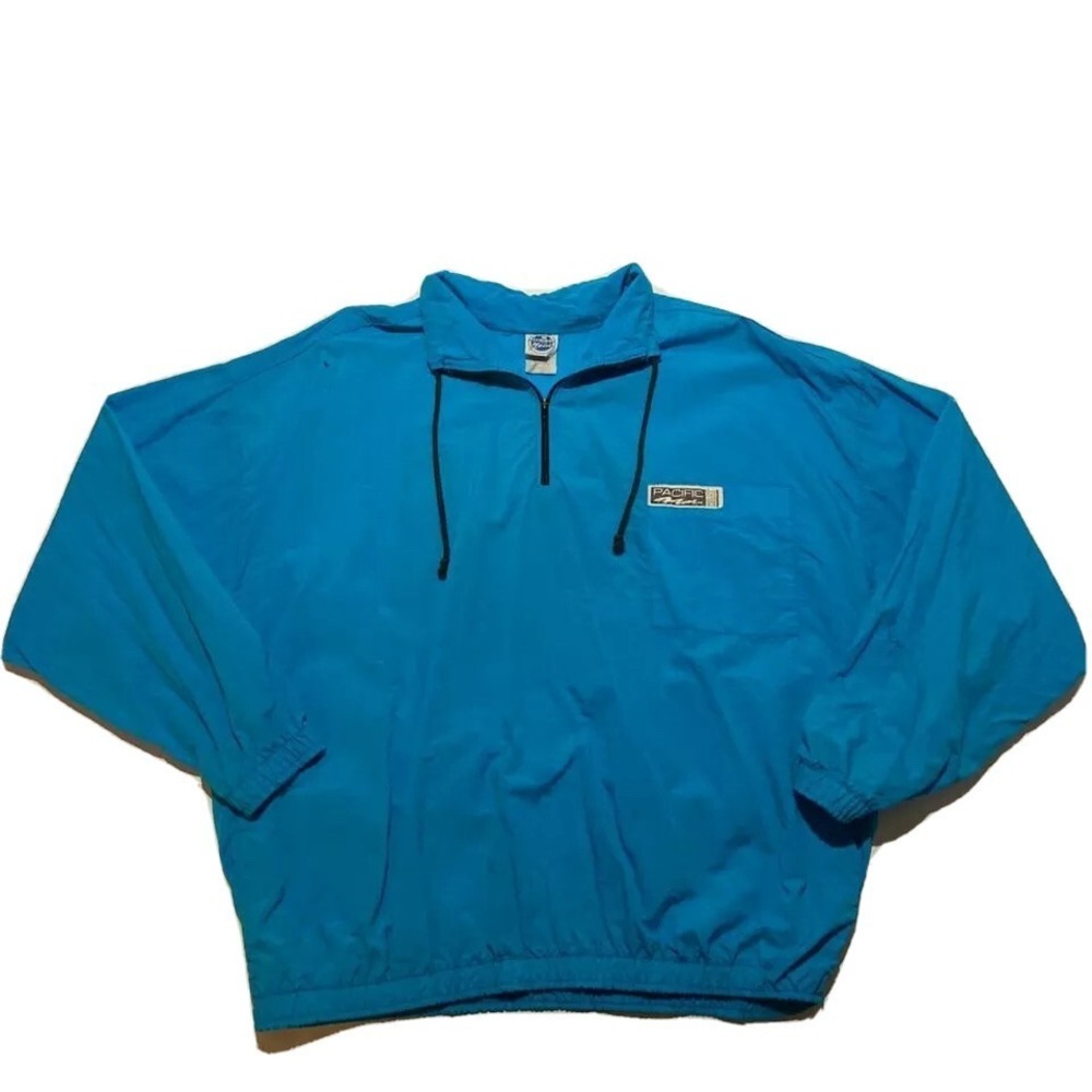 Pacific Heat Mens Size XL Windbreaker Jacket Blue 1/4 Zip USA Made VTG